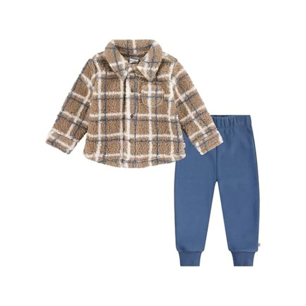 Huggies Sherpa Button Up Shacket Jogger Pants 2-piece Outfit Set 18 mos